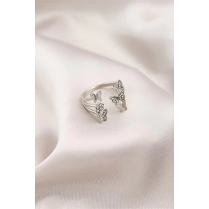 Gümüş Renk Metal Kelebek Model Kadın Yüzük