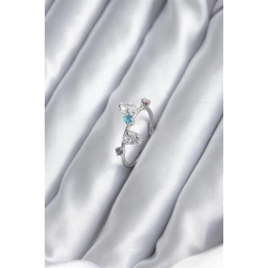 Gümüş Renk Renkli Zirkon Taşlı Kadın Yüzük