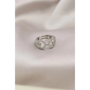 Gümüş Renkli Metal Zirkon Taşlı Kadın Yüzük