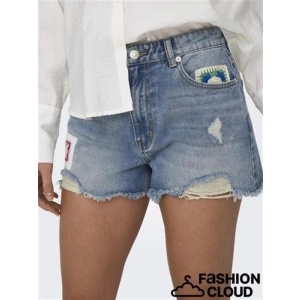 İşlemeli Denim Kadın Şort