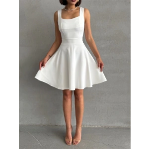 Kadın kare yaka kısa elbise s251188