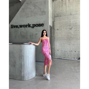 Kaşkorse Desenli askılı elbise