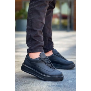 Kb-005 Kuback Siyah Cilt Siyah Taban  Bağcıklı  Günlük Erkek  Ayakkabı
