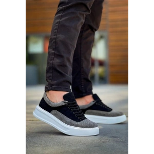 Kb-005 Kuback Siyah Gri Süet Bağcıklı  Günlük Erkek  Ayakkabı