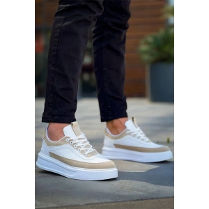 Kb-006 Kuback Beyaz Cilt Bej Süet  Yüksek Taban Bağcıklı Günlük Erkek Ayakkabı