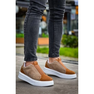 Kb-007  Kuback  Vizon Taba Yüksek Taban Tek Bant Bağcıksız Günlük Erkek Ayakkabı