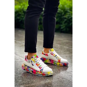 Kb-02  Kuback Bağcıklı Crocodile Beyaz Kırmızı Günlük Erkek Ayakkabı