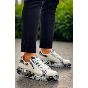 Kb-02  Kuback Bağcıklı Crocodile Beyaz Siyah Günlük Erkek Ayakkabı