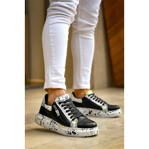 Kb-02  Kuback Bağcıklı Crocodile Siyah Sarı Günlük Erkek Ayakkabı