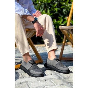 Kb-042  Kuback Bağcıklı Gri Siyah Taban Günlük Erkek Ayakkabı
