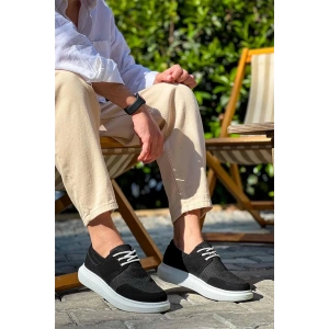 Kb-042  Kuback Bağcıklı  Siyah Deri Tozu Beyaz Taban Günlük Erkek Ayakkabı