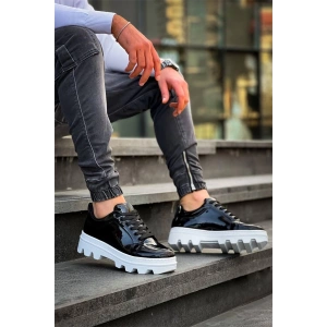 Kb-056 Kuback Siyah Rugan Beyaz Yüksek Taban Günlük Spor Ayakkabı