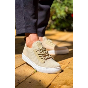 Kb-110  Kuback Bej Triko Yüksek Taban Bağcıklı Günlük Erkek Ayakkabı