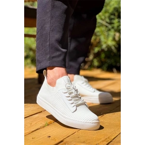 Kb-110  Kuback Beyaz Triko Yüksek Taban Bağcıklı Günlük Erkek Ayakkabı