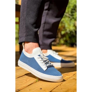 Kb-110  Kuback Mavi Triko Yüksek Taban Bağcıklı Günlük Erkek Ayakkabı