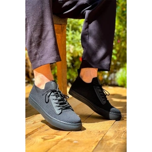Kb-110  Kuback Siyah Triko Siyah Yüksek Taban Bağcıklı Günlük Erkek Ayakkabı