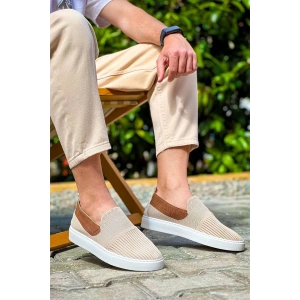 Kb-114  Kuback Bej Taba Triko Yüksek Taban Bağcıksız Günlük Erkek Ayakkabı