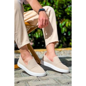 Kb-114  Kuback  Bej Triko Yüksek Taban Bağcıksız Günlük Erkek Ayakkabı