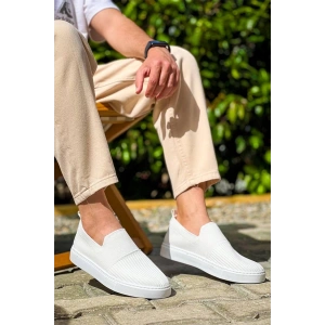 Kb-114  Kuback Beyaz Triko Yüksek Taban Bağcıksız Günlük Erkek Ayakkabı