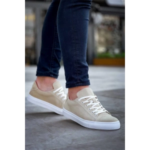 Kb-122   Kuback Bej Süet Yüksek Taban Bağcıklı Günlük Erkek Ayakkabı