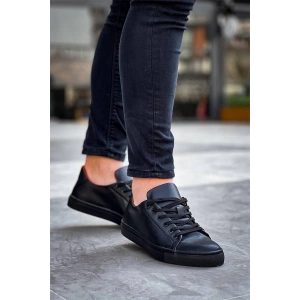 Kb-122  Kuback Siyah Cilt Siyah Yüksek Taban Bağcıklı Günlük Erkek Ayakkabı