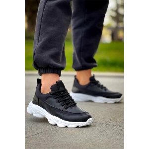 Kb-707  Kuback Siyah Cilt Yüksek Taban Bağcıklı Günlük Erkek Ayakkabı