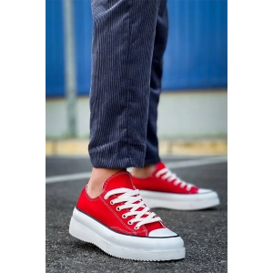 Kb-Cx-3 Kuback Kısa Kırmızı Keten Beyaz Yüksek Taban Spor Ayakkabı