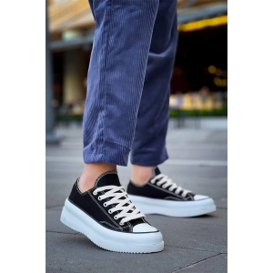 Kb-Cx-3 Kuback Kısa Siyah Keten Beyaz Yüksek Taban Spor Ayakkabı