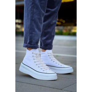 Kb-Cx-3 Kuback Uzun Beyaz Keten Beyaz Yüksek Taban Spor Ayakkabı