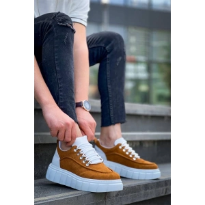 KB-X10 Kuback Taba Süet Beyaz Yüksek Taban Günlük Spor Ayakkabı