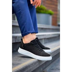 KB-X204 Kuback Siyah Keten Beyaz Yüksek Taban Günlük Erkek Spor Ayakkabı