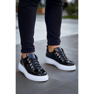 Kb-X4  Kuback Siyah Rugan Yüksek Taban Bağcıklı Günlük Erkek Ayakkabı