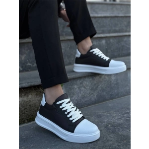 Kb-X46 Kuback Siyah Beyaz Yüksek Beyaz Taban Günlük Spor Ayakkabı