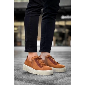 Kb-X502  Kuback Taba Süet Yüksek Bej Taban Bağcık Detaylı Lastikli Günlük Erkek Ayakkabı