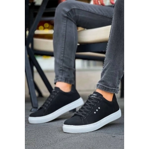 Kb-X7  Kuback Siyah Süet Yüksek Beyaz Taban Bağcıklı Günlük Erkek Ayakkabı