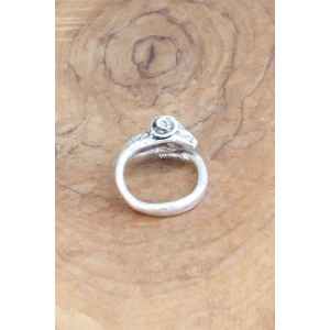 Keçi Figürlü Gümüş Renk Ayarlanabilir Erkek Yüzük