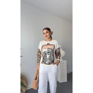 Leopar Desenli Kadın Sweatshier