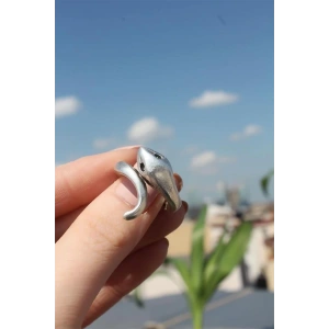 Metal Yılan Figürlü Ayarlamalı Antik Yüzük