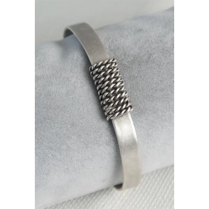 Otantik Gümüş Renk Zincir İşleme Plaka Model Erkek Bileklik