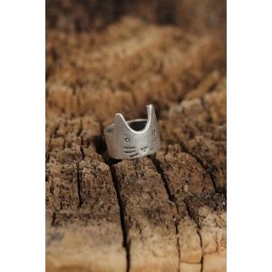 Otantik Kedi Tasarımlı Ayarlamalı Kadın Yüzük