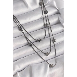 Pirinç Füme Renk 3Lü Yıldız Model Kadın Kolye