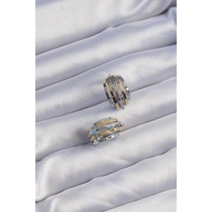 Pirinç Gold Gümüş Renkli Oval Çoklu Görünümlü Minimal Küpe