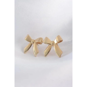 Pirinç Gold Renk Düz Plaka Fiyonk Küpe