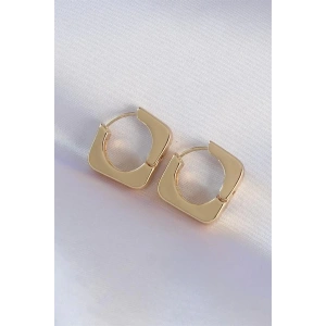 Pirinç Gold Renk Kare Küpe