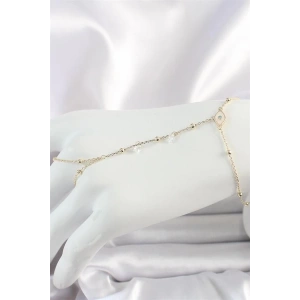 Pirinç Gold Renk Mavi Taşlı Göz Figür Topçuk Detaylı Kadın Şahmeran