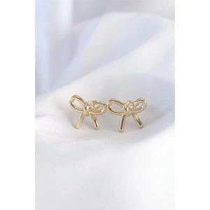 Pirinç Gold Renk Minimal Fiyonk Küpe