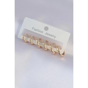 Pirinç Gold Renk Oval Küpe Seti
