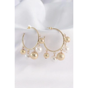 Pirinç Gold Renk Topçuk Model Halka Küpe