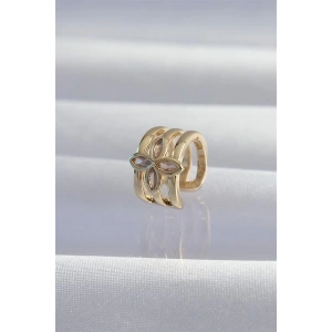 Pirinç Gold Renk Yonca Earcuff Küpe