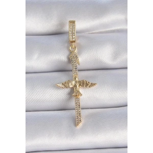 Pirinç Gold Renk Zirkon Taş Detaylı Elif Model Anka Kuşu Figür Ajda Charm